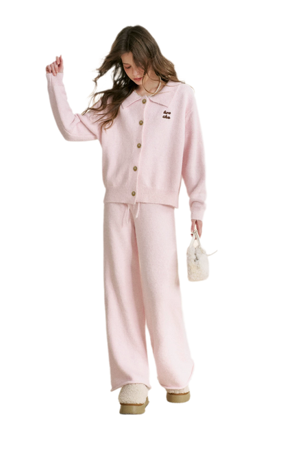 Wool Blend Collared Knit Set