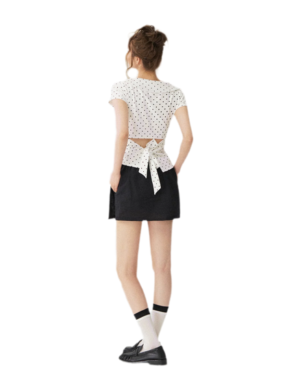 Polka Dot Puff Sleeve Top