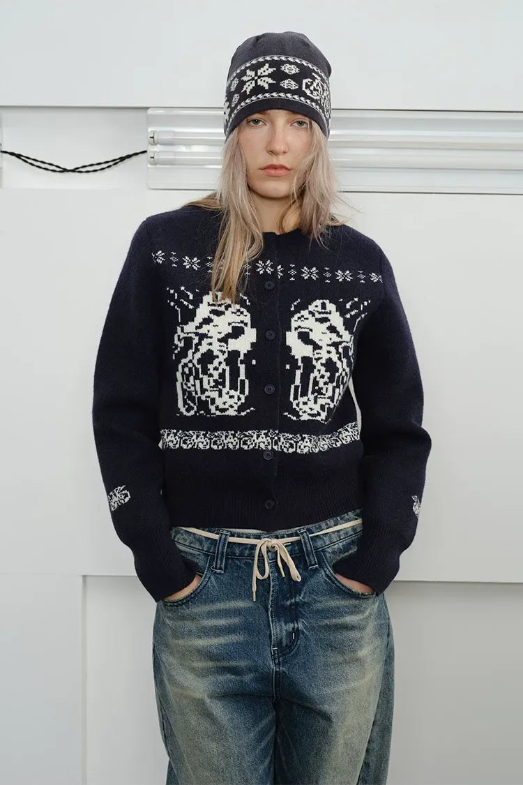 Fair Isle Relaxed Cardigan Sweater