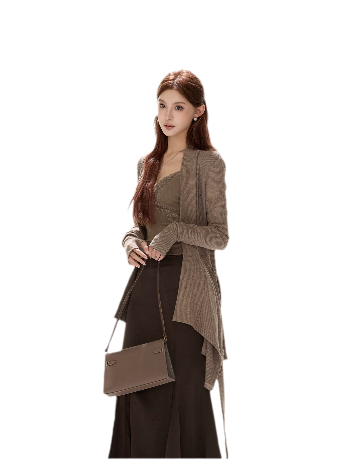Matte Drape Irregular Hem Cardigan
