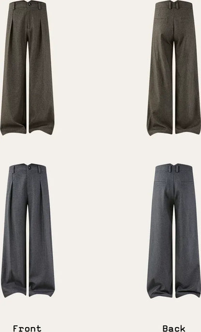 500G Houndstooth Pleated Wide-Leg Pants