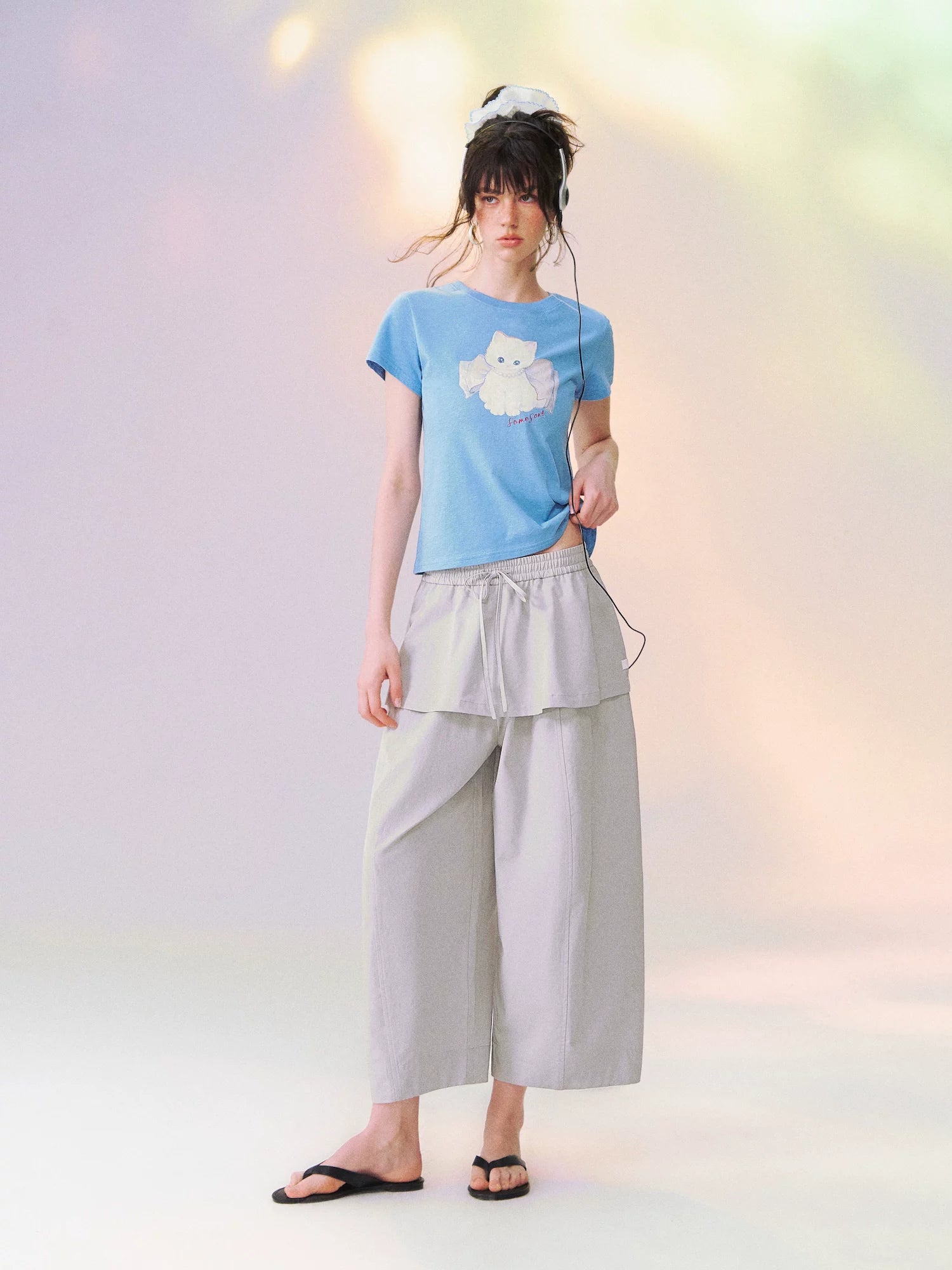 Bow Knot Kitten Short Sleeve T-shirt