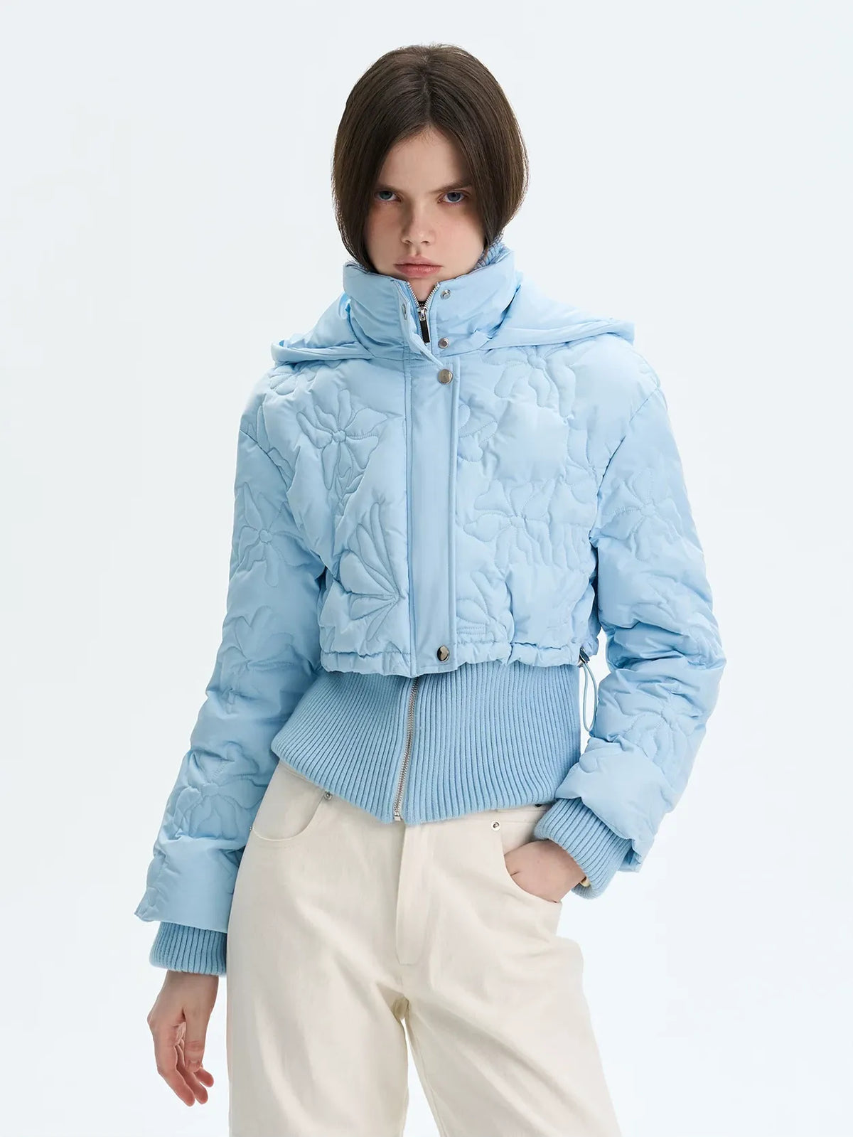 Quilted Cropped Hooded Down Jacket