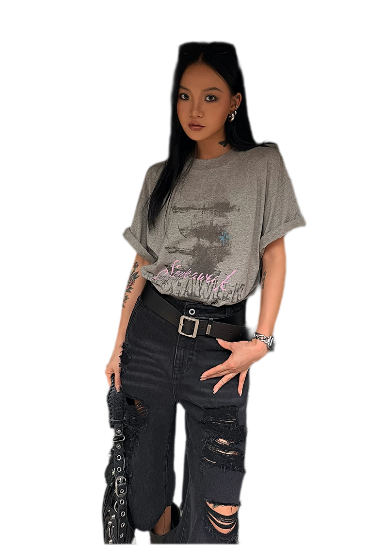 Cotton Rhinestone Graphic T-Shirt