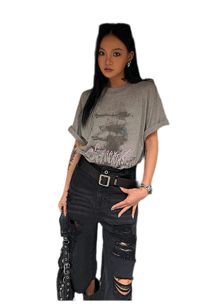 Cotton Rhinestone Graphic T-Shirt