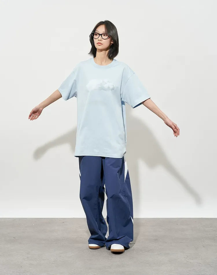 Pleated Color-Block Nylon Trousers