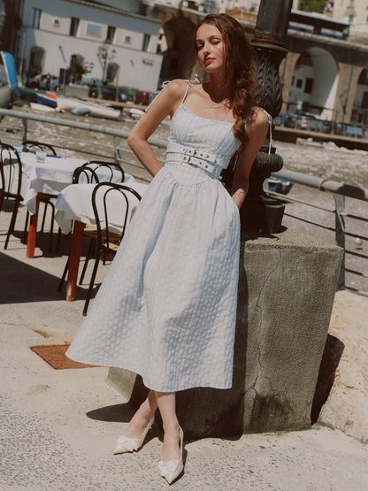 Striped Jacquard A-Line Dress