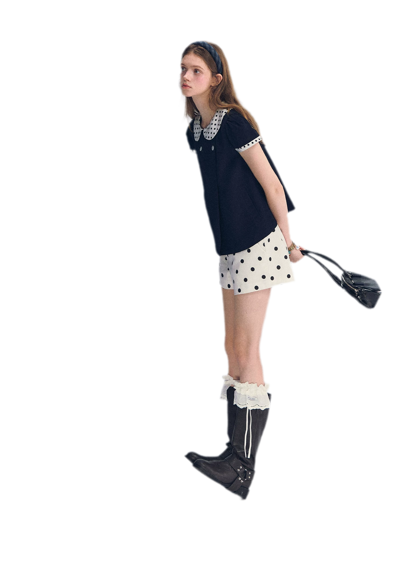 Polka Dot Doll Collar Top