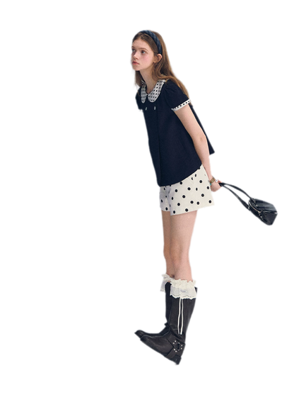 Polka Dot Doll Collar Top