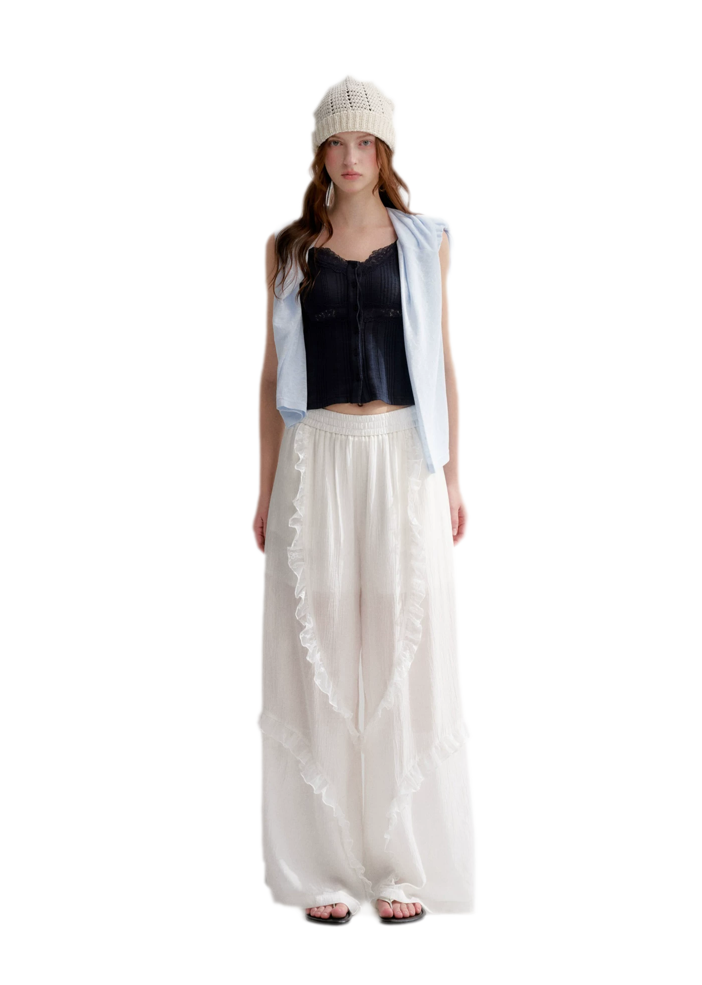 Lace Textured Wide Pants
