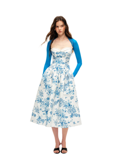 Hand-Drawn Floral Midi Dress