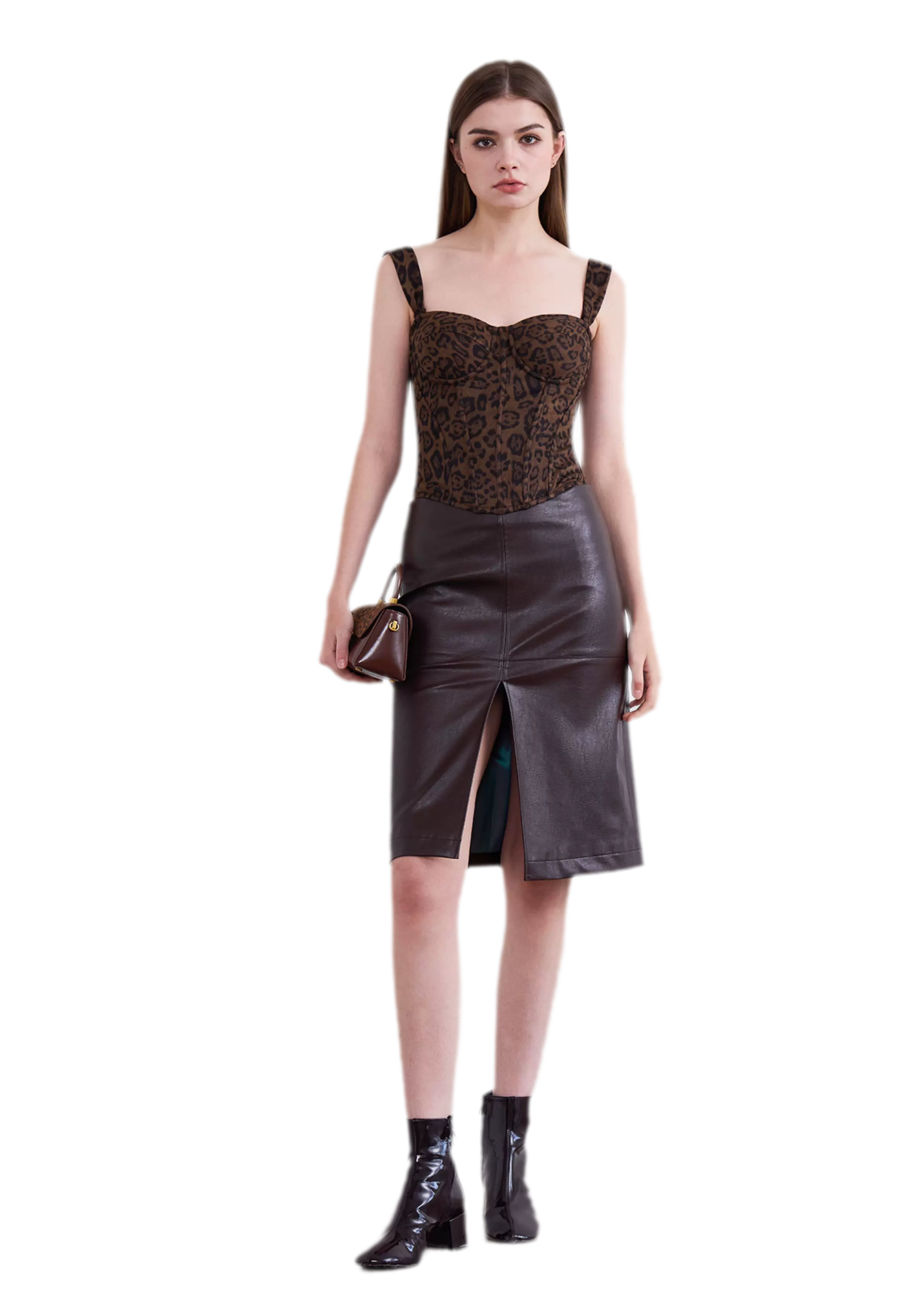Leopard Boned Bustier Top