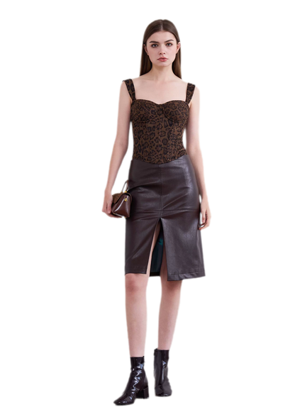 Leopard Boned Bustier Top
