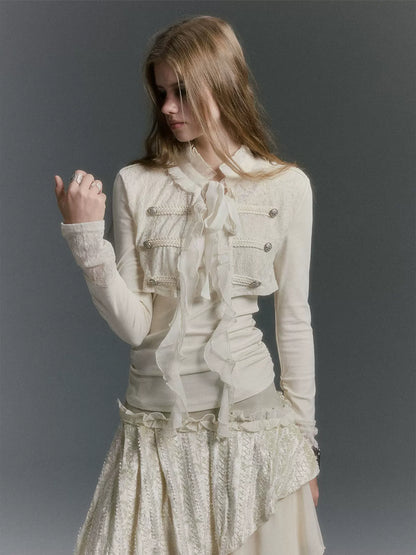 Blouse met getextureerd ruchespaneel