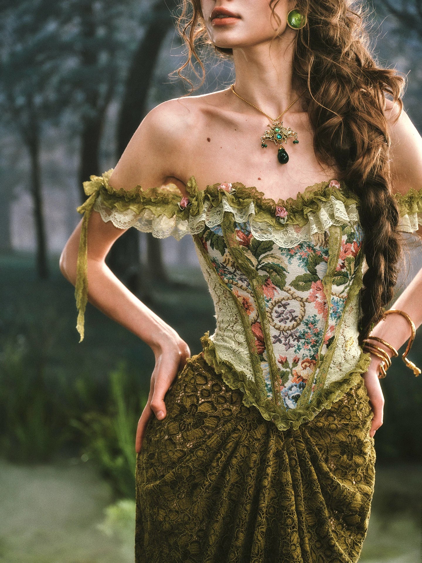 French Boned Corset Skirt Set