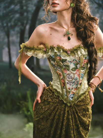 French Boned Corset Skirt Set