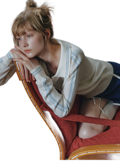 Openwork Knit Collared Jacket