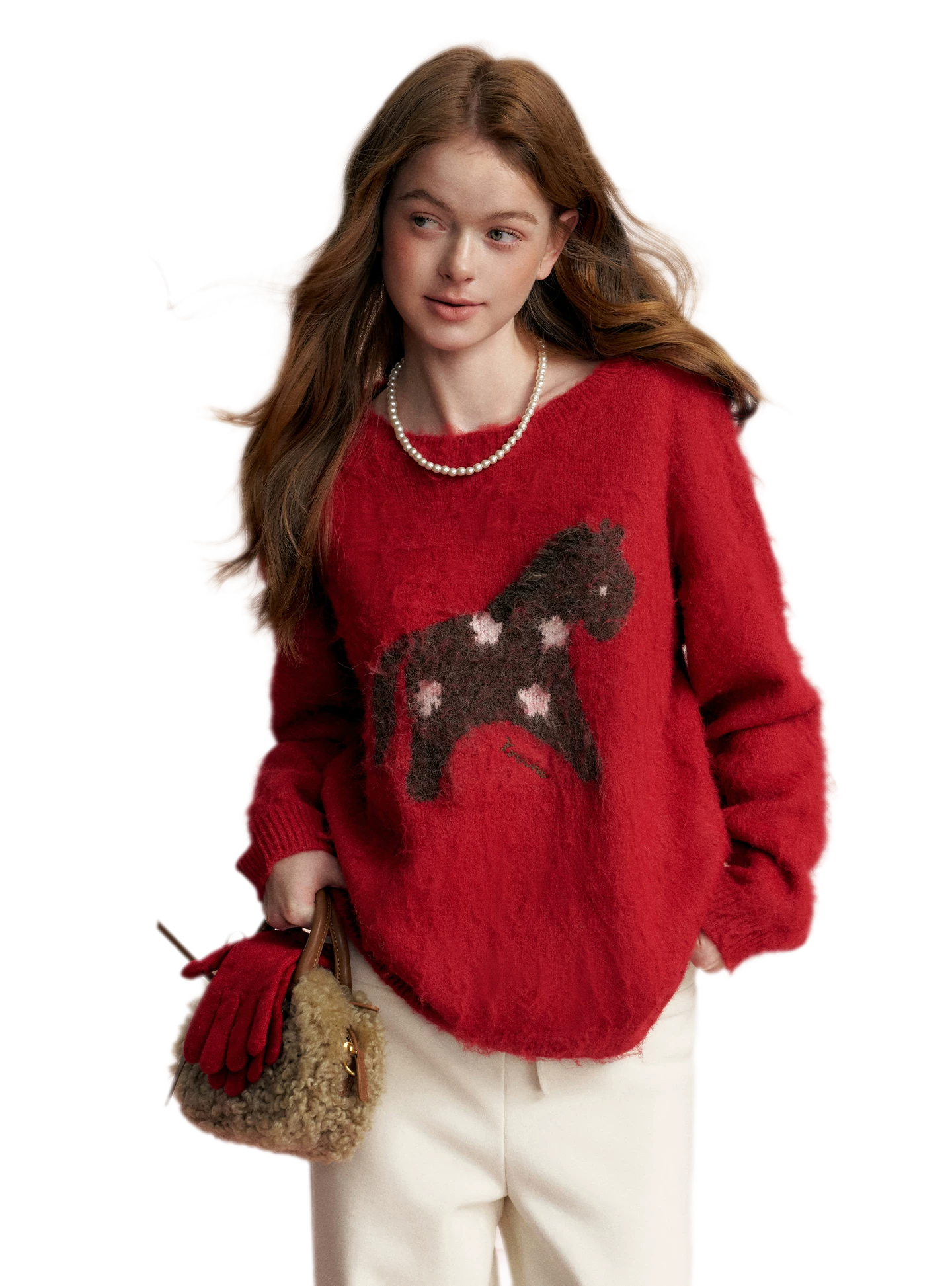 Brushed Horse Jacquard Sweater