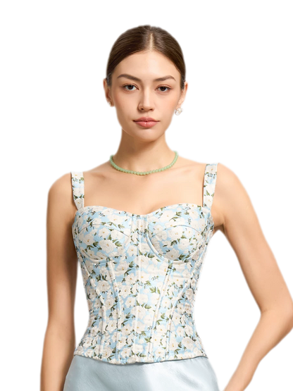 Jacquard Camellia Corset Top