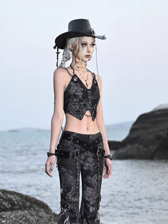 Distressed Dragon Motif Cami