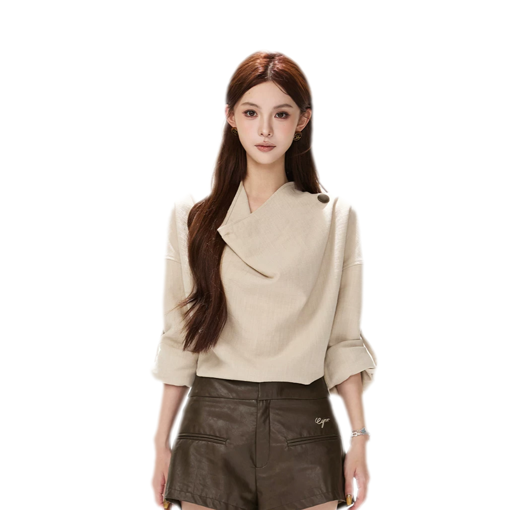 Textured Draped Oversized Shirt