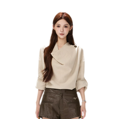 Textured Draped Oversized Shirt
