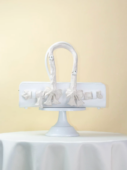 Glossy Bow Handle Handbag