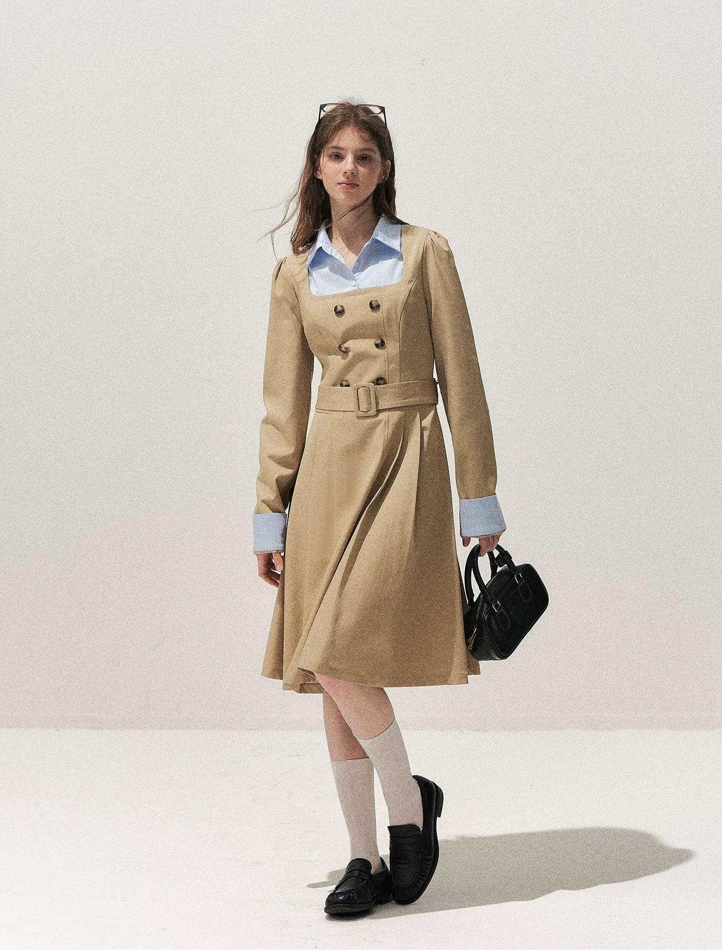 Vintage Trench Collar Dress