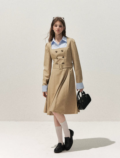 Vintage Trench Collar Dress