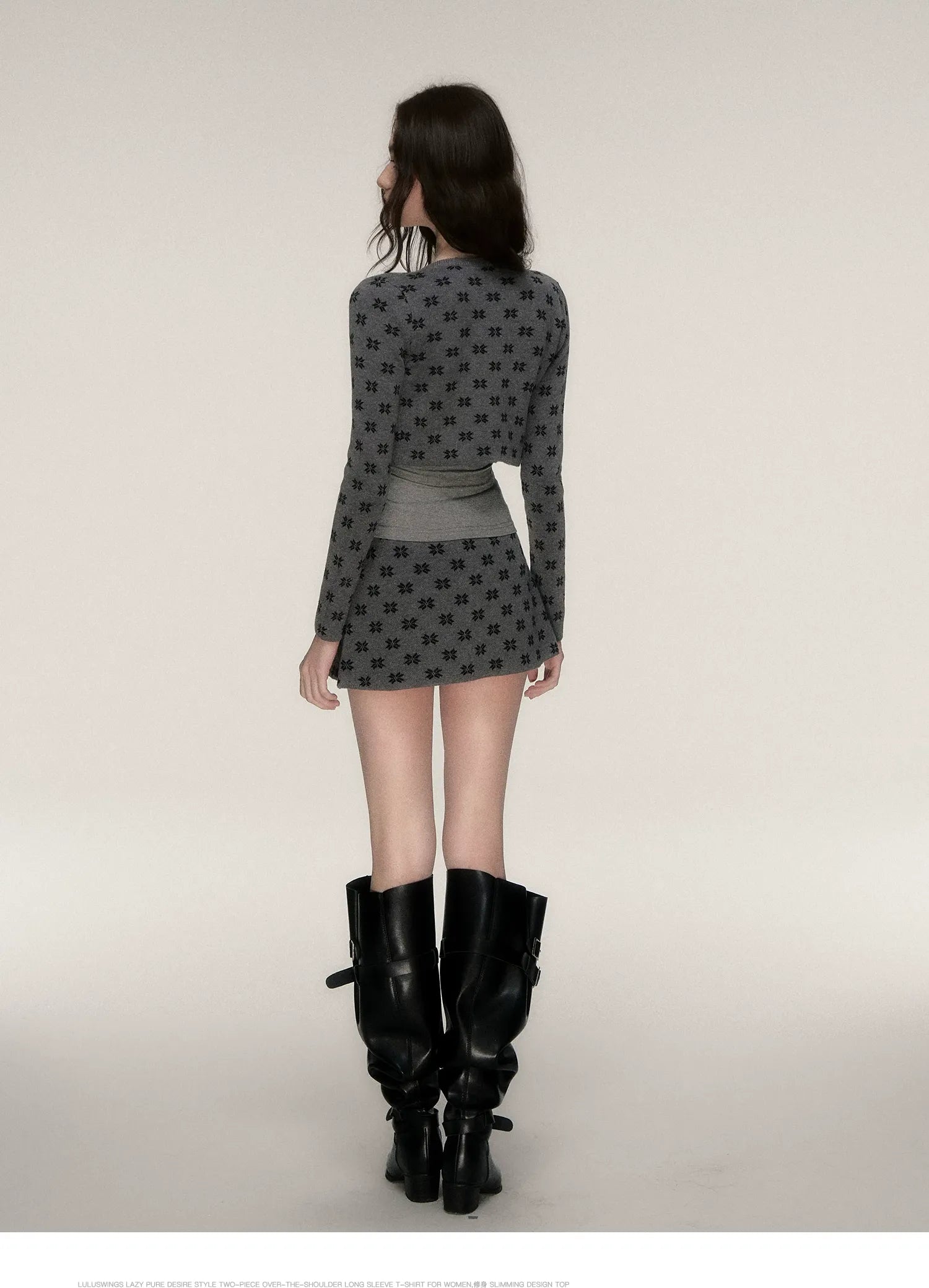 Jacquard Cropped Knit Set