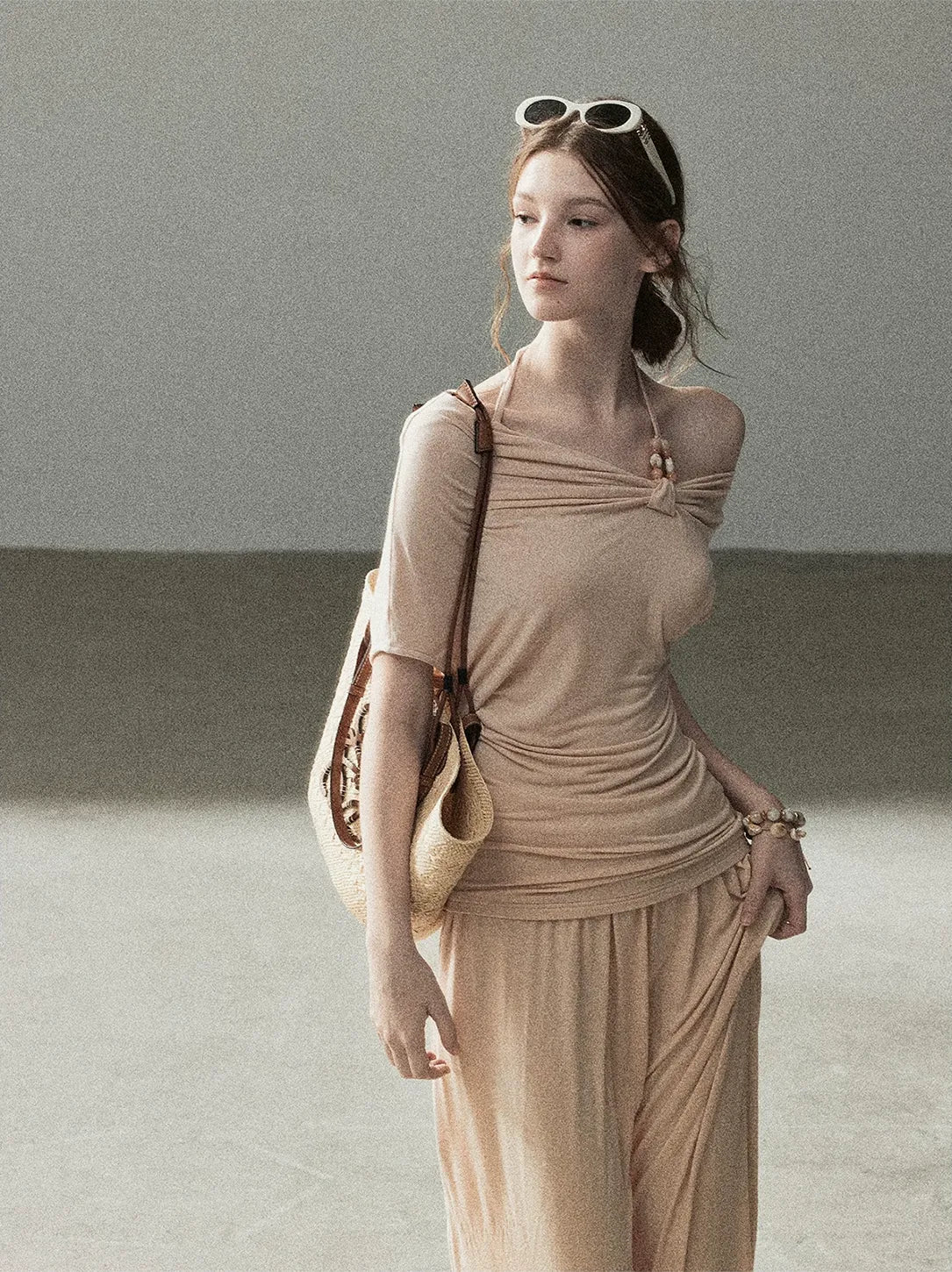 Knot Drape Midi Skirt Set