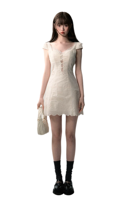 Broderie Lace Midi Dress
