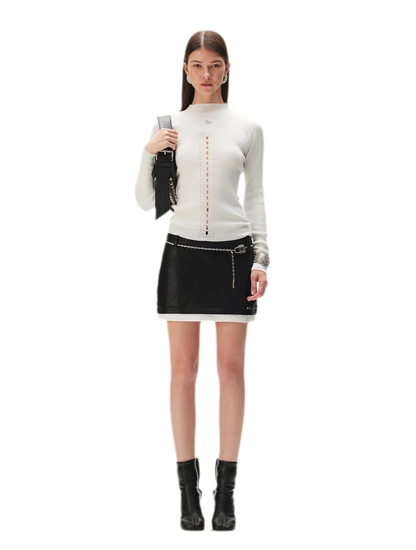 Openwork Rib-Knit Fitted Top