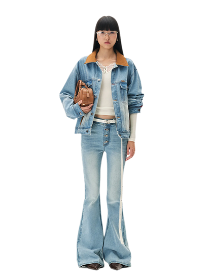 Enzyme Washed Suede-Panel Jacket