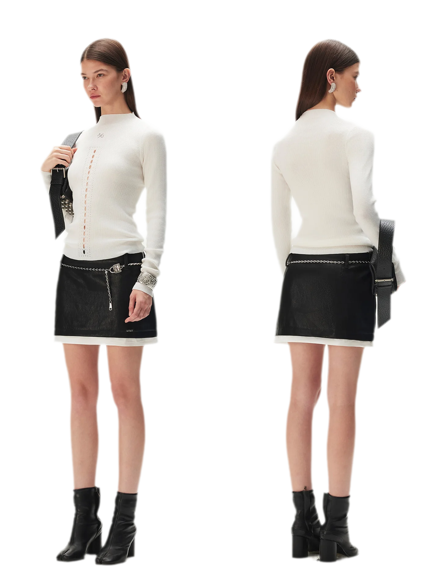 Openwork Rib-Knit Fitted Top