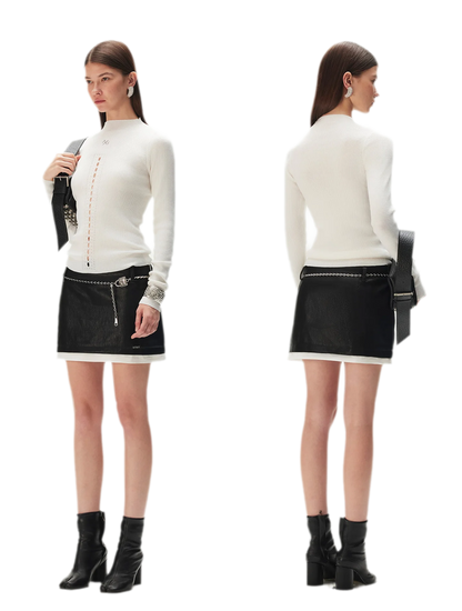 Openwork Rib-Knit Fitted Top