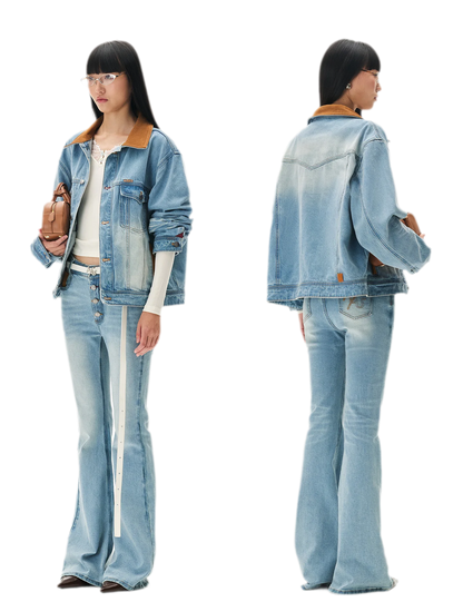 Enzyme Washed Suede-Panel Jacket
