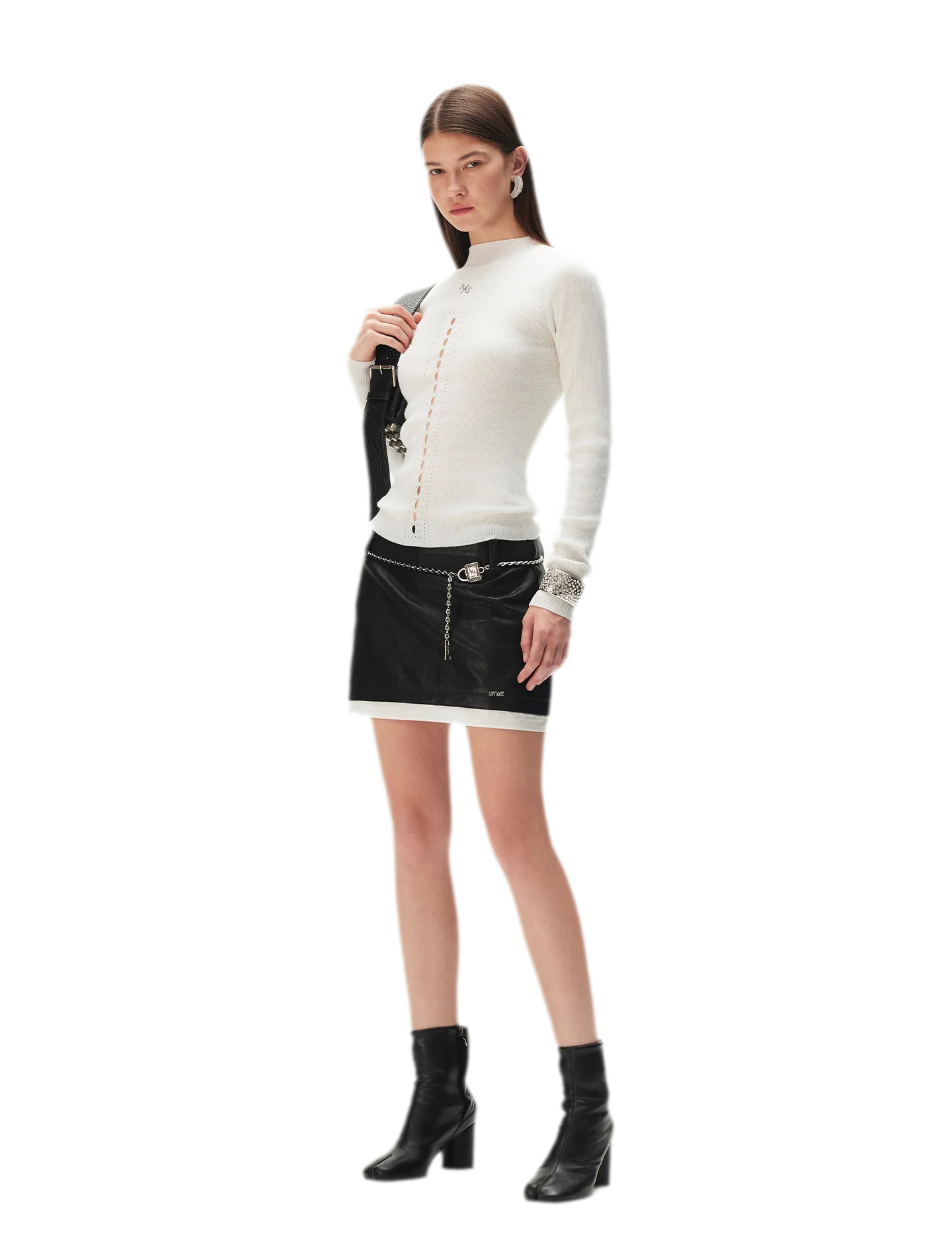 Openwork Rib-Knit Fitted Top