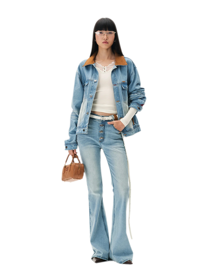 Enzyme Washed Suede-Panel Jacket