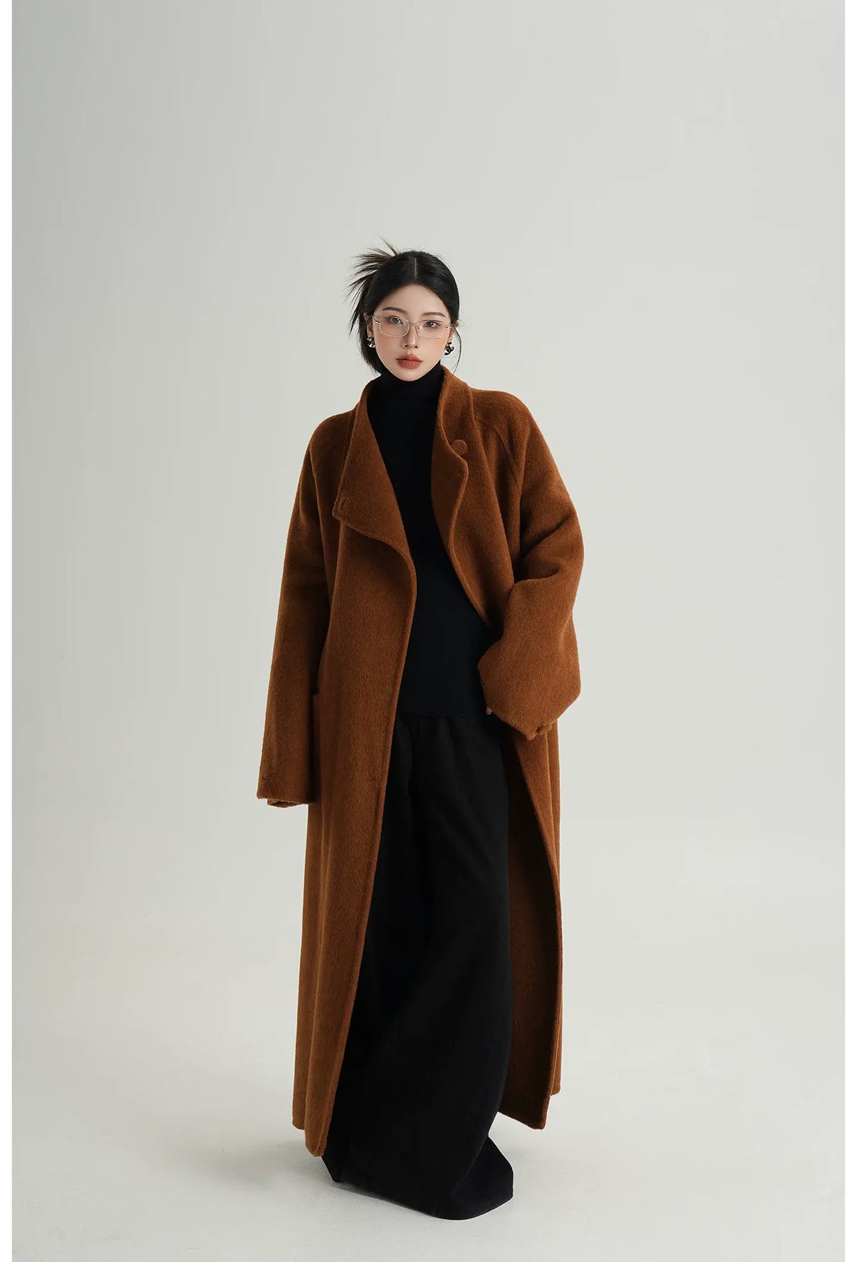 Manteau oversize en laine brossée