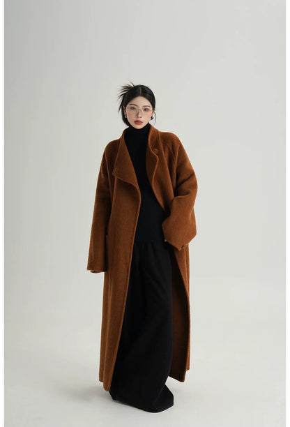 Manteau oversize en laine brossée