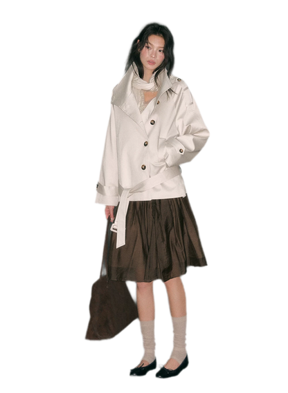 Trench coat in twill ad alta densità con cintura