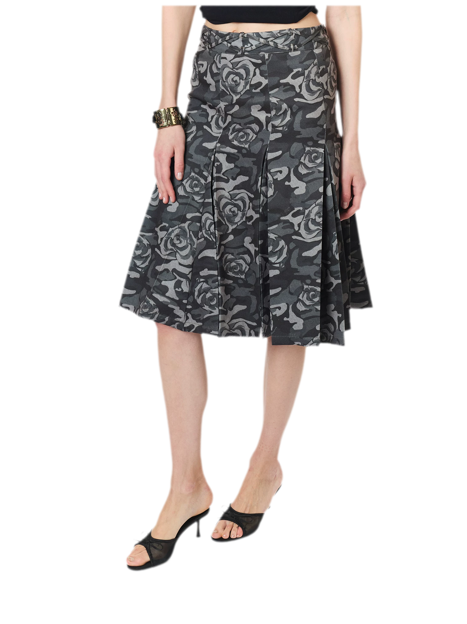 Low Waist Pleated A-Line Skirt