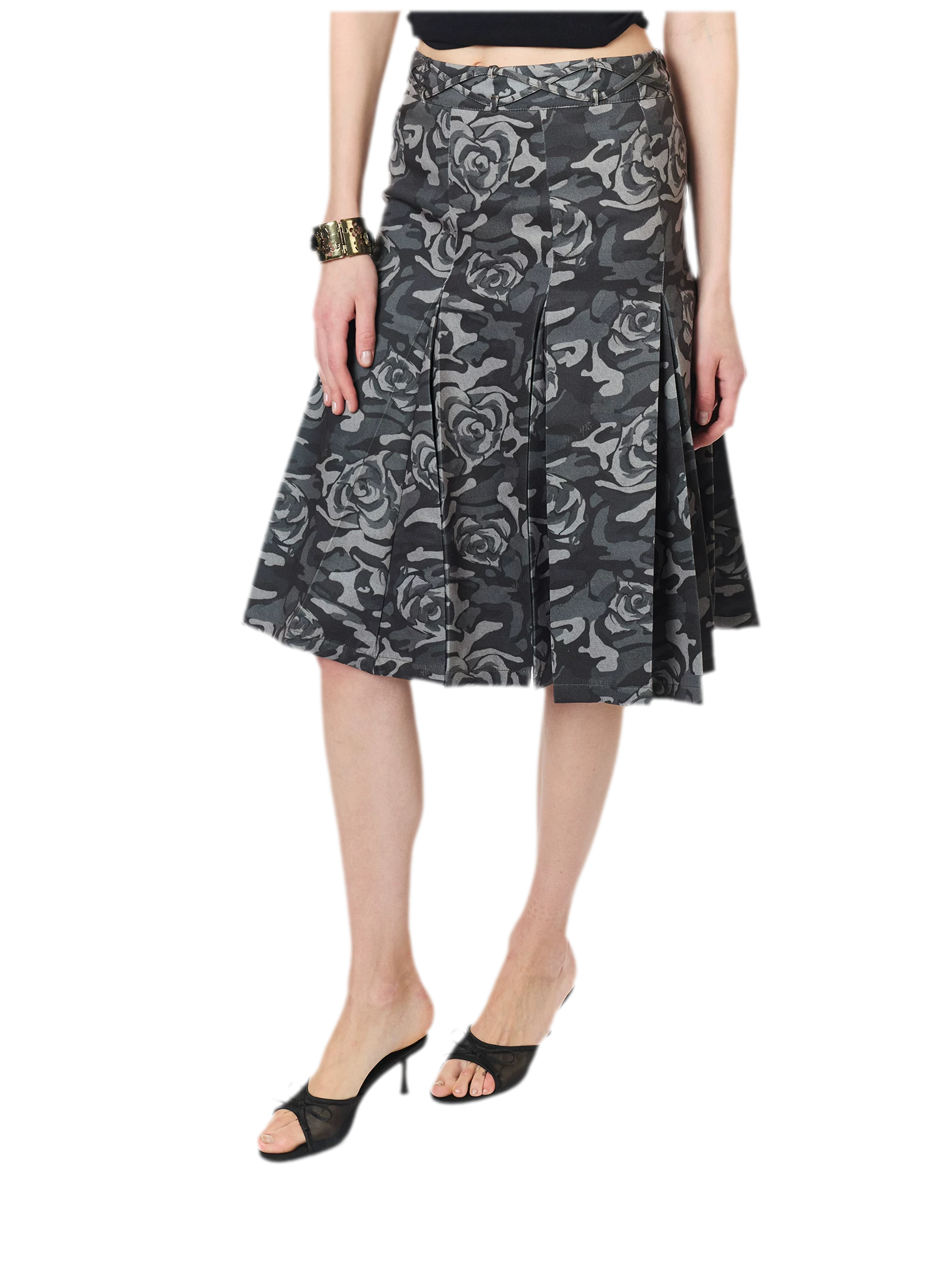Low Waist Pleated A-Line Skirt