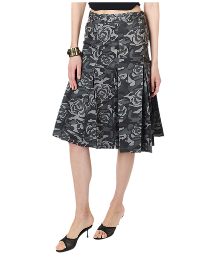 Low Waist Pleated A-Line Skirt
