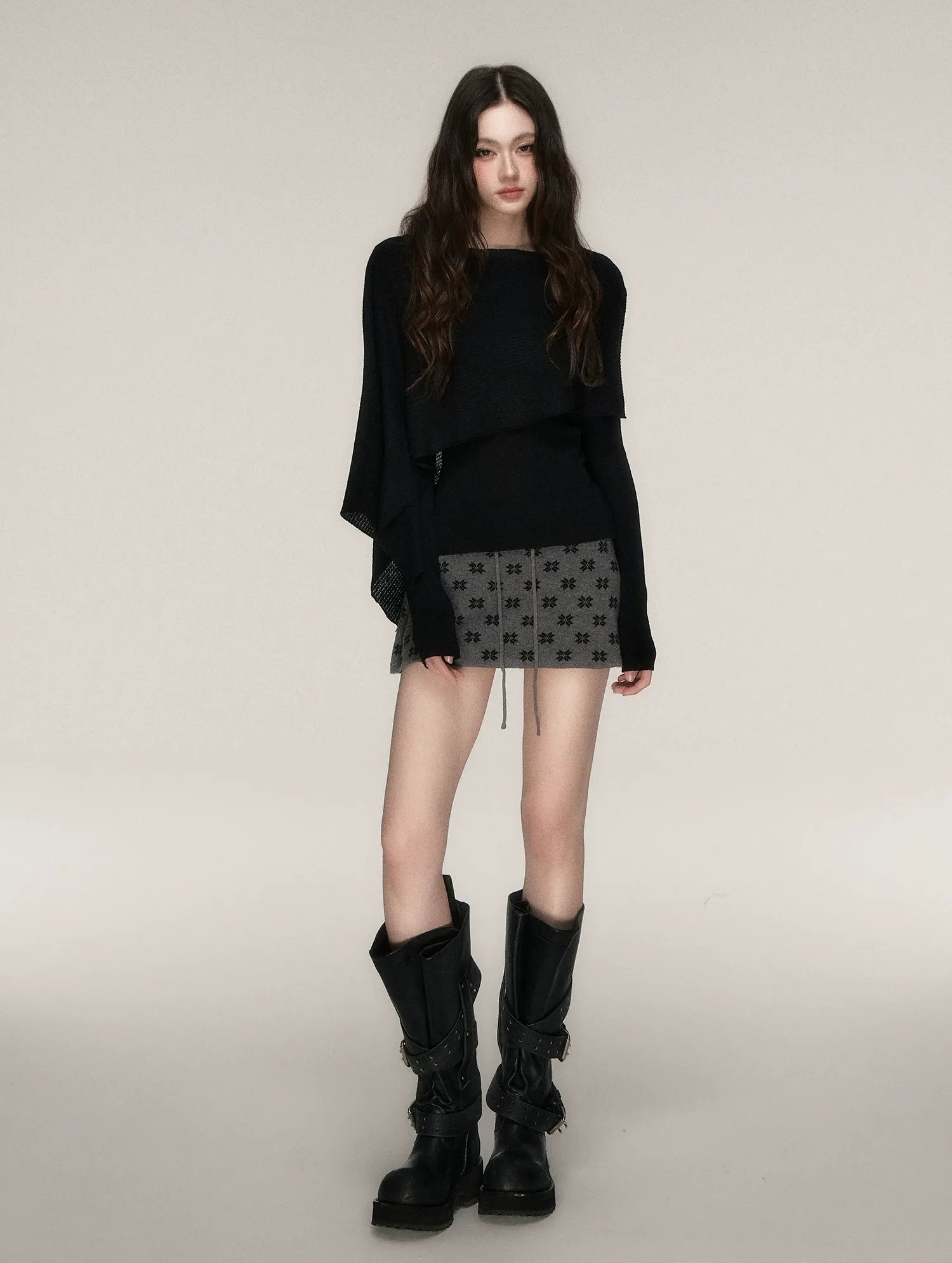 Jacquard Cropped Knit Set