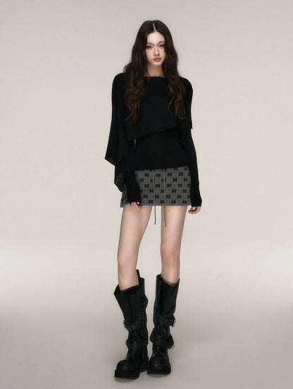 Jacquard Cropped Knit Set