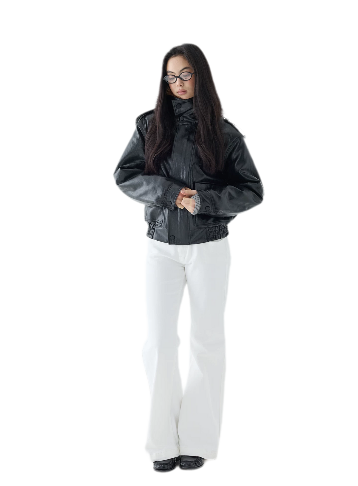 Oil-Wax Cropped PU Jacket