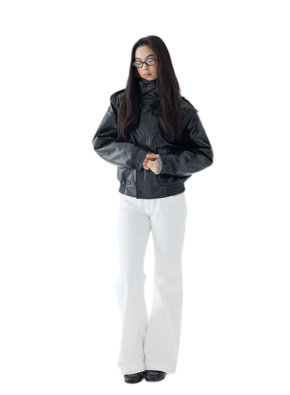Oil-Wax Cropped PU Jacket