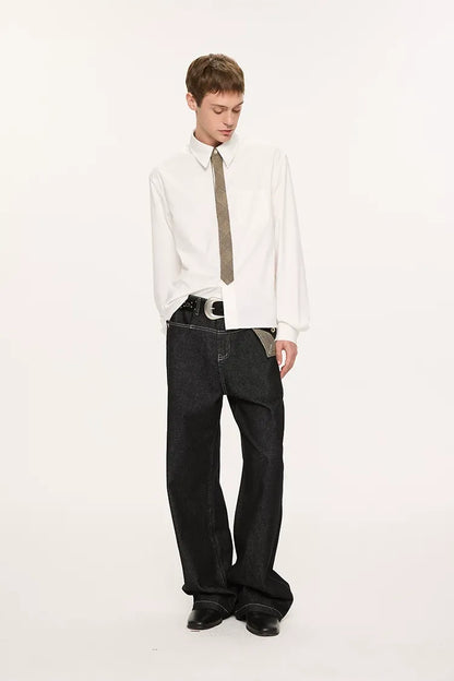 Plaid Tie-Front Long-Sleeve Shirt